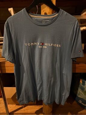 Tommy Hilfiger Light Blue Embroidered Logo Short Sleeve Tee